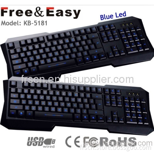 Shining Oem Logo Print Wired Led Game Keyboard 